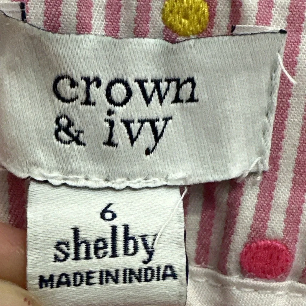 Crown & Ivy Shelby Scalloped Pink And White Striped Shorts Womens  Size 6 - Picture 3 of 6
